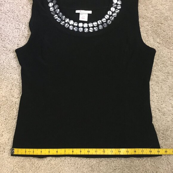 JM Collection Decorative Collar Black Tank Top - Picture 12 of 13